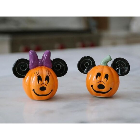 Disney Mickey & Minnie‎ Mouse Jack O'lantern Salt & Pepper Shaker Set - NIB - Picture 2 of 9